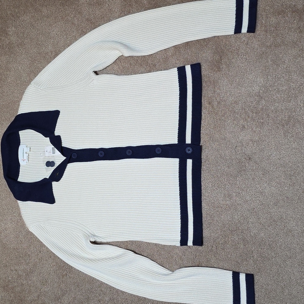 Anthropologie Navy and Cream Cardigan